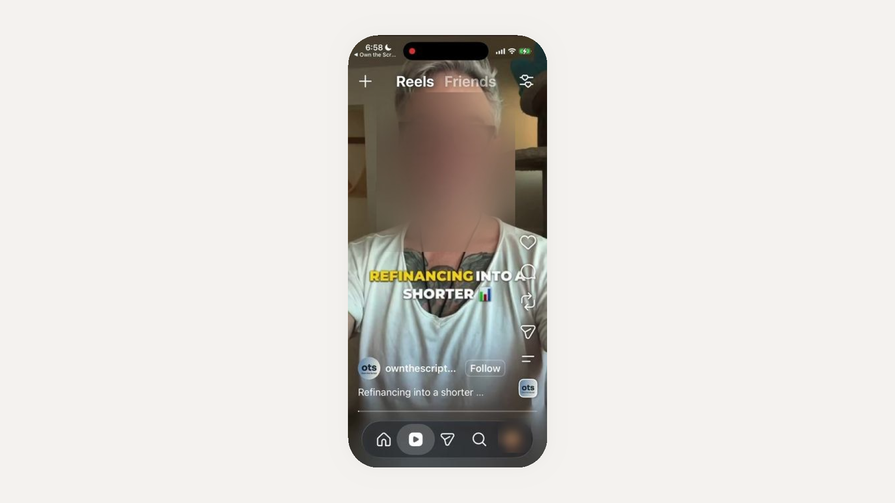 The finished video playing in the Instagram Reels feed with the burned caption visible.